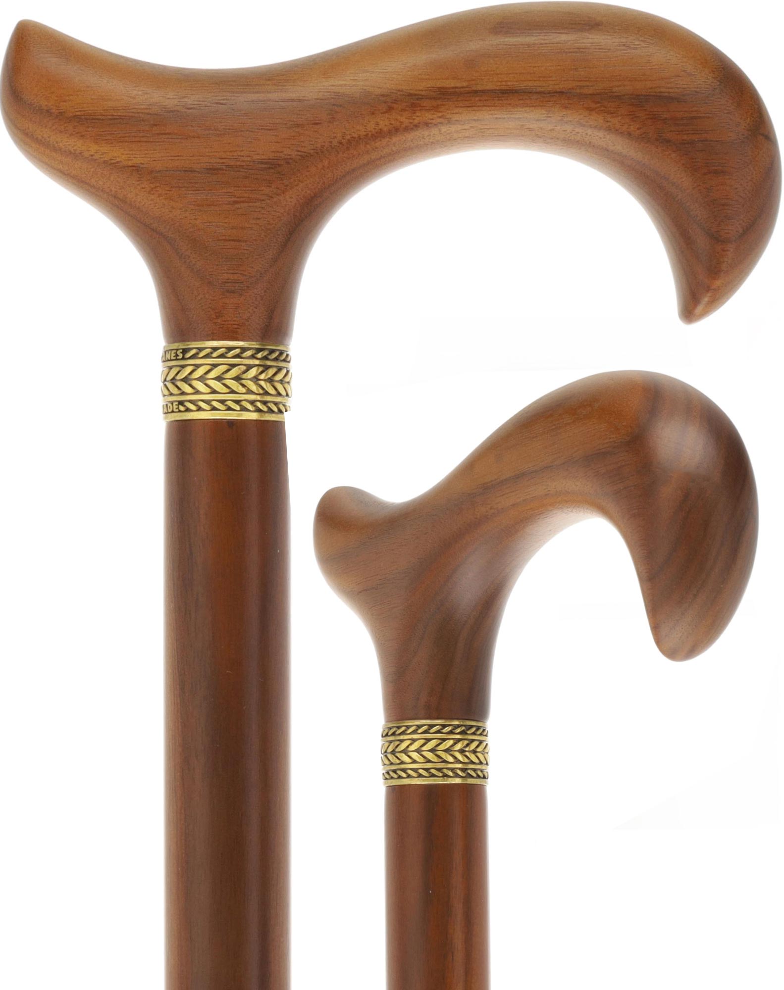 Rich Genuine Walnut Derby Cane - Embossed Collar