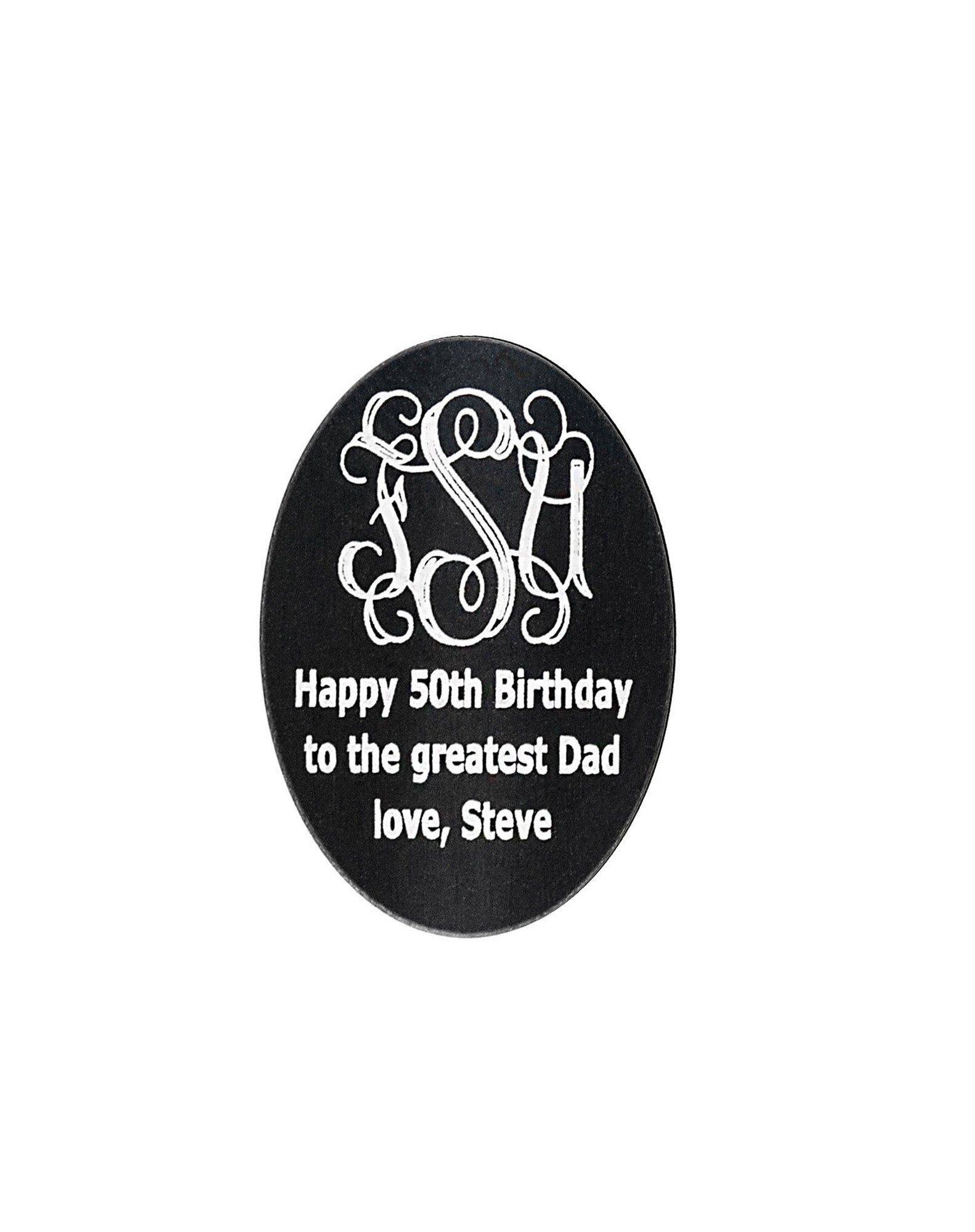 Custom Cane Engraving - Oval Black Anodized Aluminum