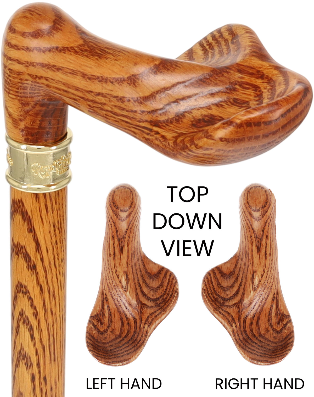 Luxury Oak Palm Grip Walking Cane - Ergonomic Comfort