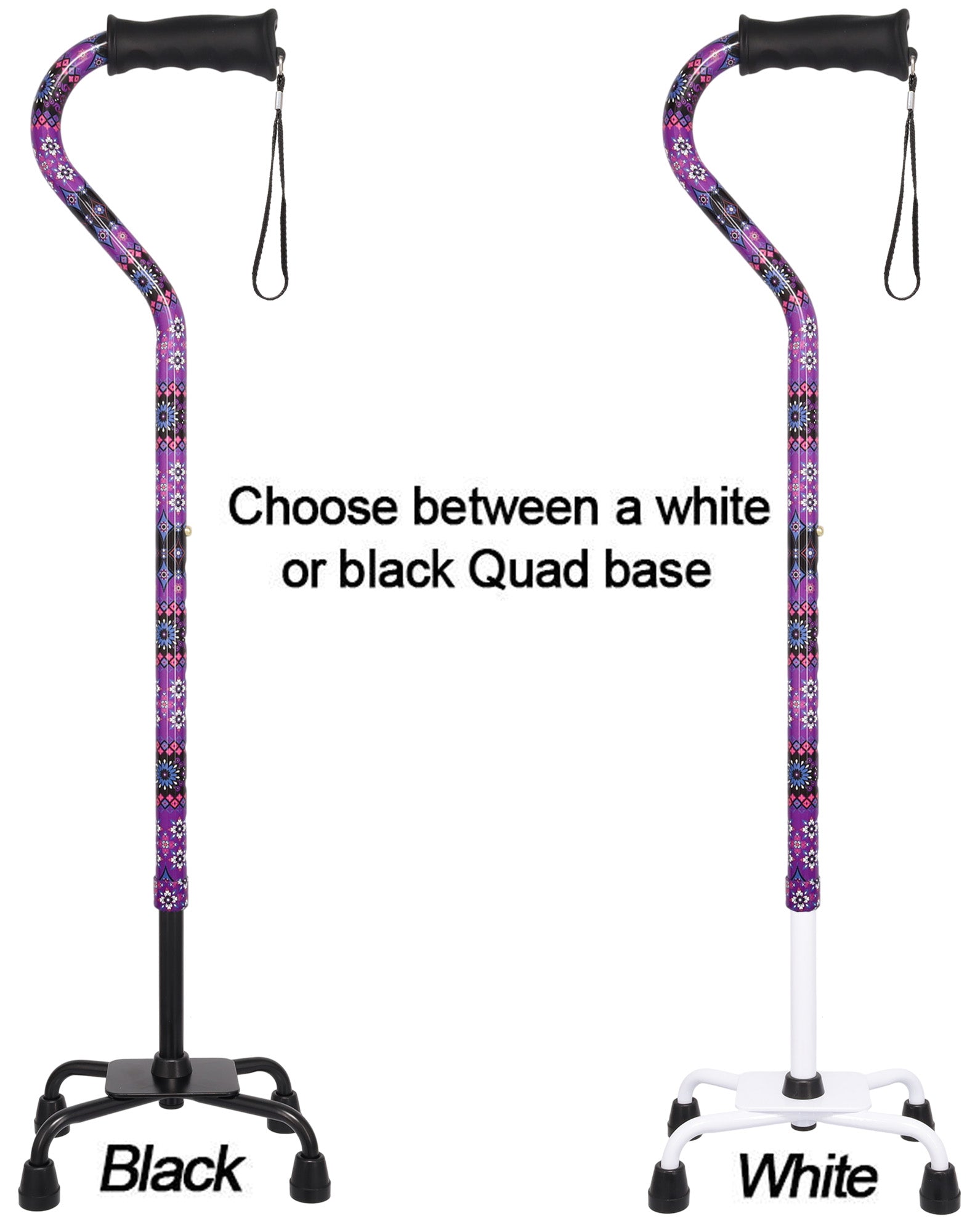 Pretty Purple Aluminum Convertible Quad Base Walking Cane - Adjustable Shaft