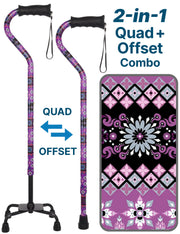 Pretty Purple Aluminum Convertible Quad Base Walking Cane - Adjustable Shaft