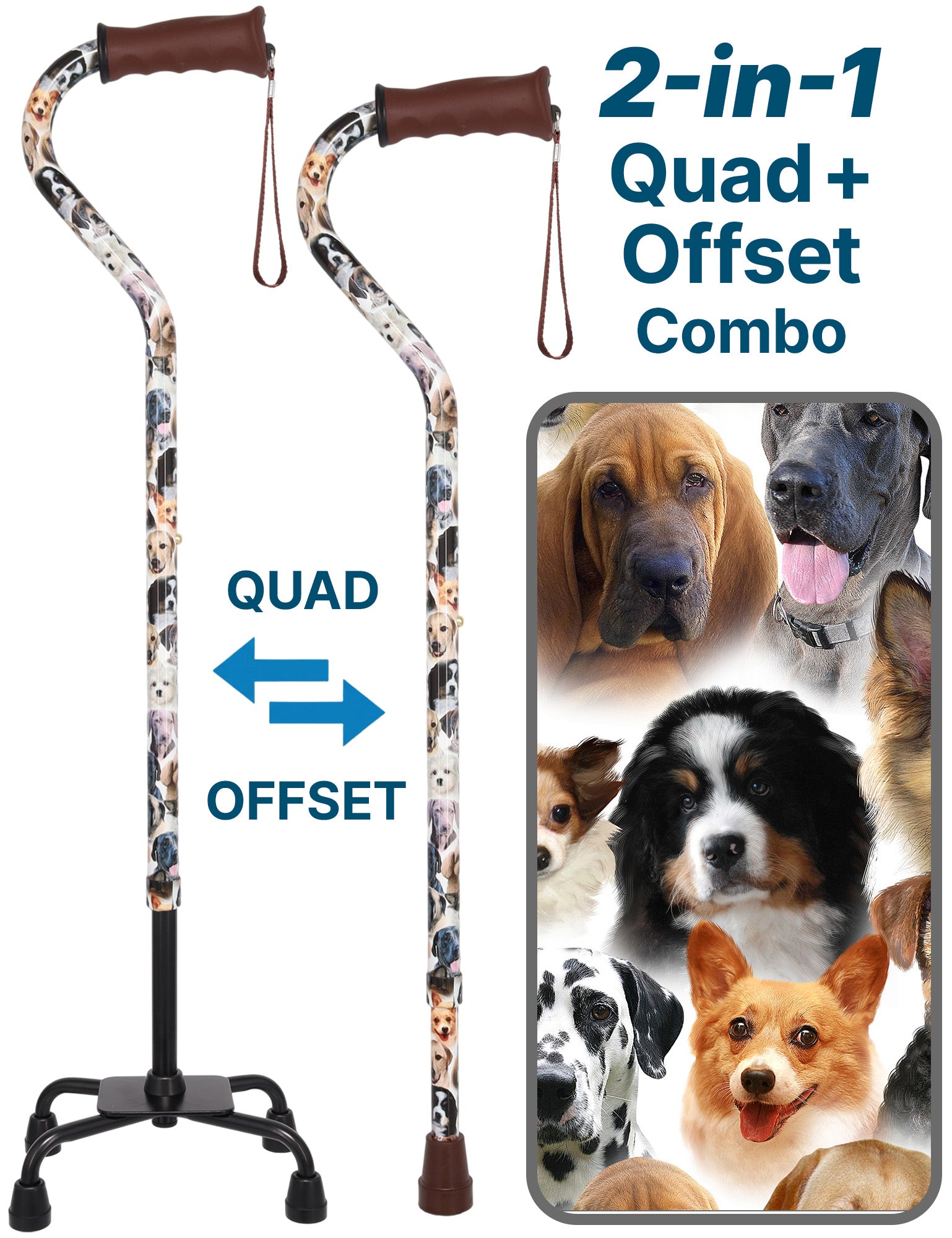 Dog Lovers: Supportive Quad Base Cane - Comfort Grip