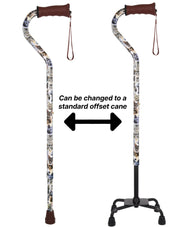 Cat Lovers: Supportive Designer Quad Base Cane - Comfort Grip