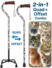 Cat Lovers: Supportive Designer Quad Base Cane - Comfort Grip