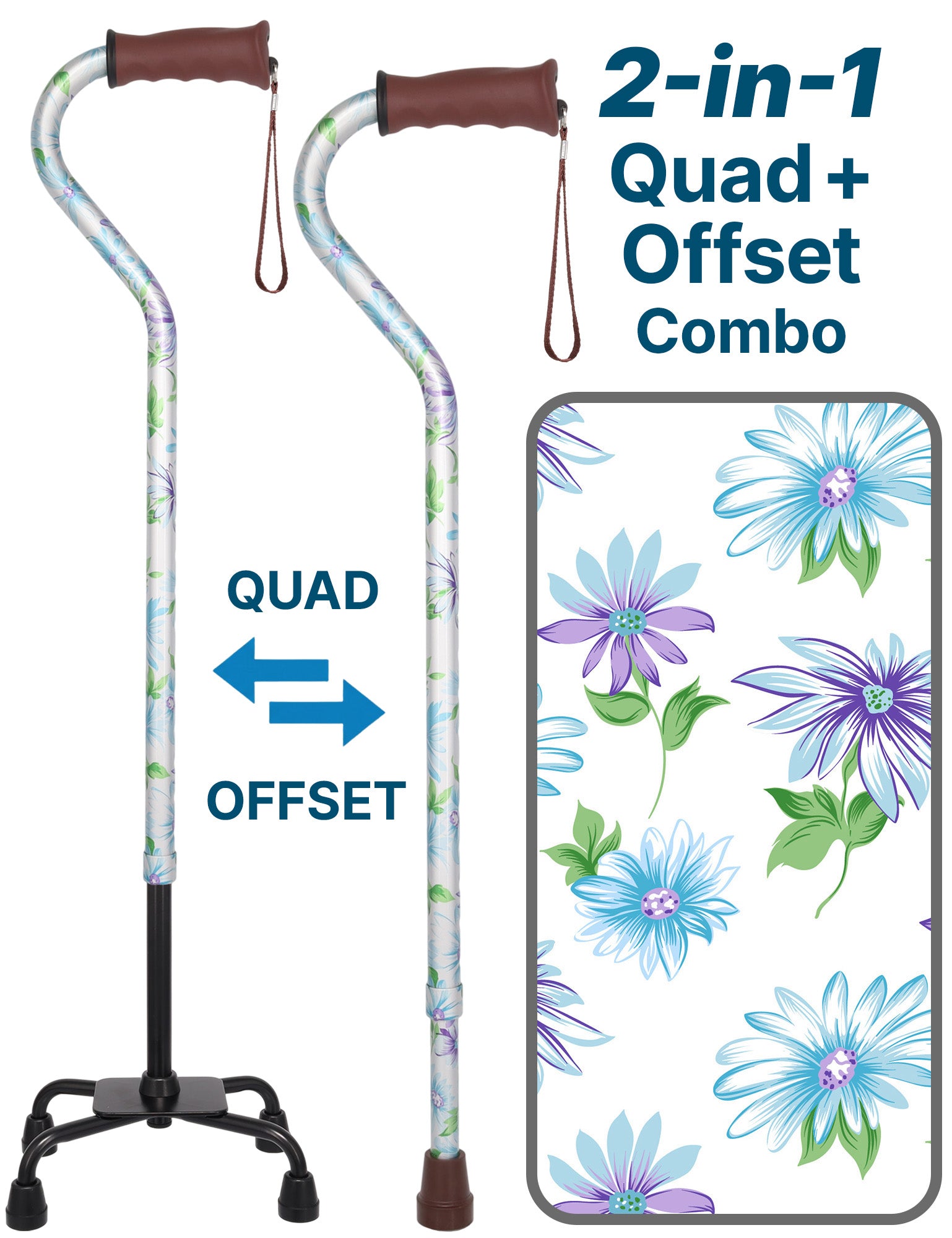 Heavenly Gardens: Supportive Quad Base Cane - Comfort Grip