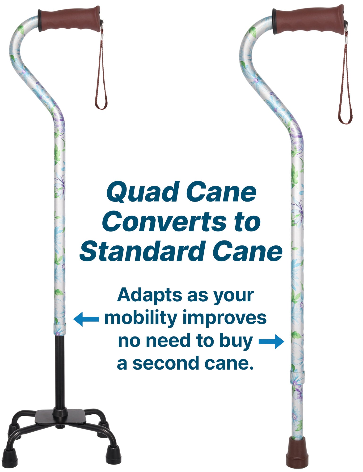 Heavenly Gardens: Supportive Quad Base Cane - Comfort Grip