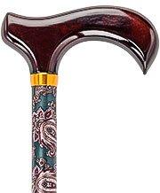Royal Canes Green Paisley Standard Adjustable Derby Walking Cane with Brass Collar