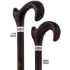 Royal Canes Cocobolo Ergonomic Handle Walking Cane With Ebony Shaft and Pewter Rose Collar