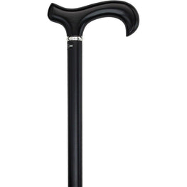 Royal Canes Royal Black Derby Walking Cane With Beechwood Shaft and Silver Collar