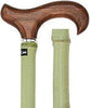 Royal Canes Walnut Stained Beechwood Derby Walking Cane With Green Bamboo Shaft and Silver Collar