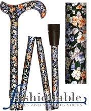 Royal Canes Flowers Forever Folding Adjustable Derby Walking Cane With Aluminum Shaft and Brass Collar