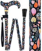 Royal Canes Autumn Leaves Folding Adjustable Derby Walking Cane with Engraved Collar