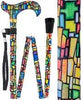 Royal Canes Mosaic Stained Window Folding Adjustable Derby Walking Cane