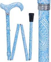 Royal Canes True Blue Designer Folding Adjustable Derby Walking Cane with Engraved Collar