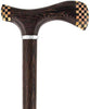 Royal Canes Wenge 3D Fritz Inlay Checker Handle Walking Cane w/ Silver Collar