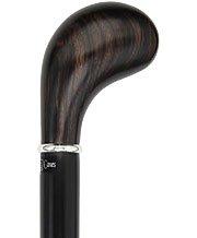 Royal Canes Ebony Knob Handle Walking Stick With Black Beechwood Shaft and Silver Collar