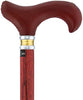 Royal Canes Red Leather Derby Walking Cane w/ Red Stained Ash Wood Shaft and Two-tone Collar