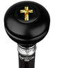 Royal Canes Christian Cross Birthday Symbol Knob Walking Stick w/ Black Beechwood Shaft & Pewter Collar