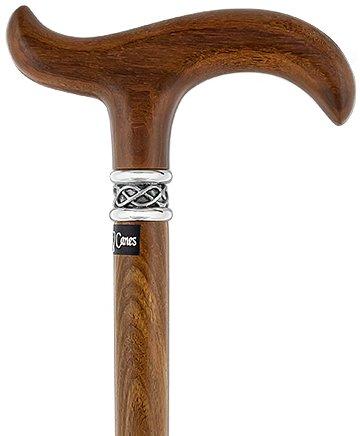 Royal Canes Nuevo Afromosia Handle Walking Cane with Pewter Collar