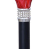 Royal Canes Midnight Red Pearlz with Rhinestone Collar and Designer Adjustable Folding Cane