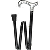 Royal Canes Chrome Plated Derby Walking Cane With Folding, Adjustable Black Aluminum Shaft