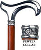 Royal Canes Chrome Plated Derby Walking Cane With Padauk Shaft and Rose Pewter Collar