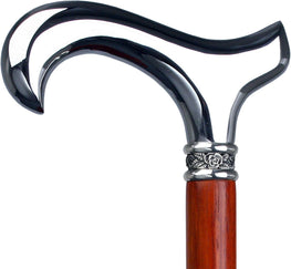 Royal Canes Chrome Plated Derby Walking Cane With Padauk Shaft and Rose Pewter Collar