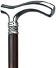 Royal Canes Ebony Slim Line Chrome Plated Fritz Walking Cane With Ebony Shaft and Braided Pewter Collar