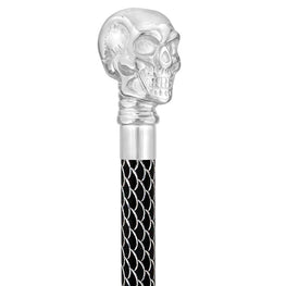 Royal Canes Chrome Skull Handle Walking Cane w/ Custom Laser Etched Shaft