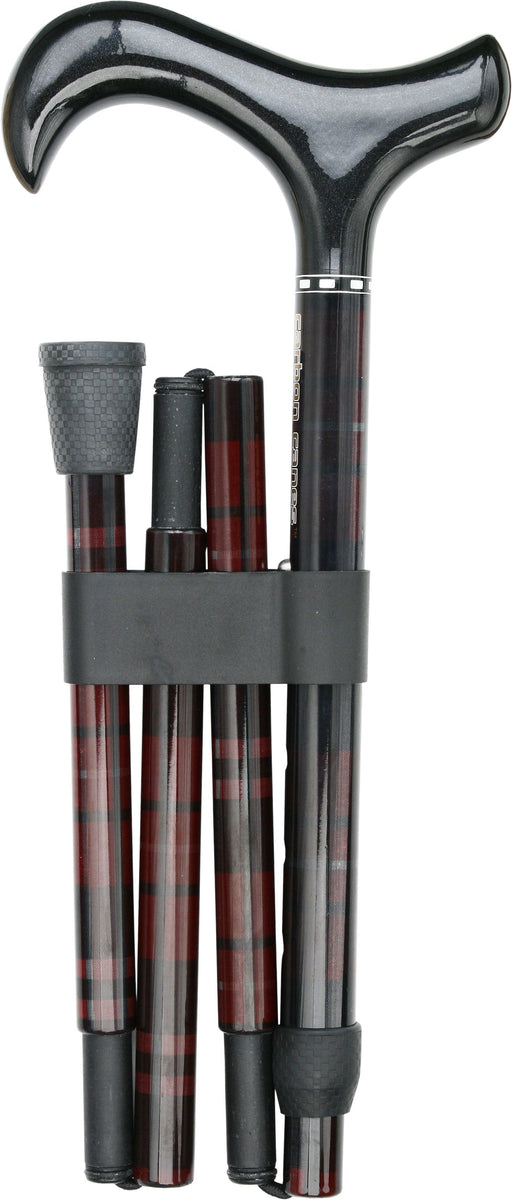 Carbon Fiber Plaid Derby Walking Cane With Folding Adjustable