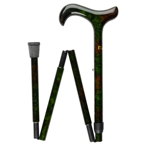 Royal Canes Green Impressionist Adjustable Folding Derby Carbon Fiber Walking Cane