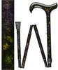 Royal Canes Midnight Purple and Green Impressionist Adjustable Folding Derby Carbon Fiber Walking Cane