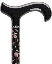 Royal Canes Midnight Rose Garden Derby Carbon Fiber Walking Cane Handle and Collar