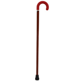 Royal Canes Burgundy Leather Tourist Walking Cane With Padauk Wood Shaft and Silver Collar