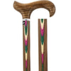 Royal Canes Pink & Green Inlaid Derby Walking Cane With Inlaid Ovangkol Shaft and Silver Collar
