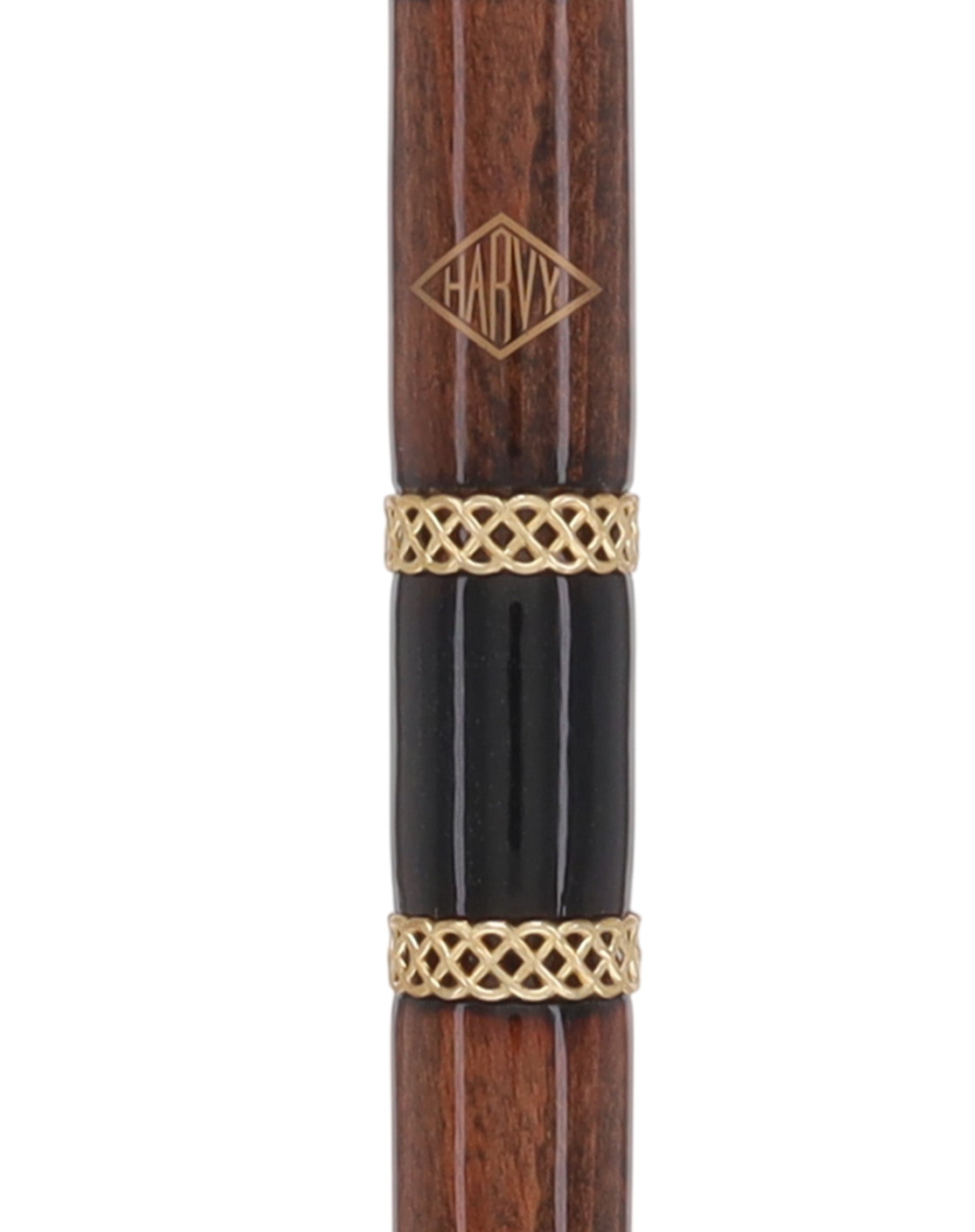 Gold Rings & Walnut Braided Derby Cane: Elegant Design