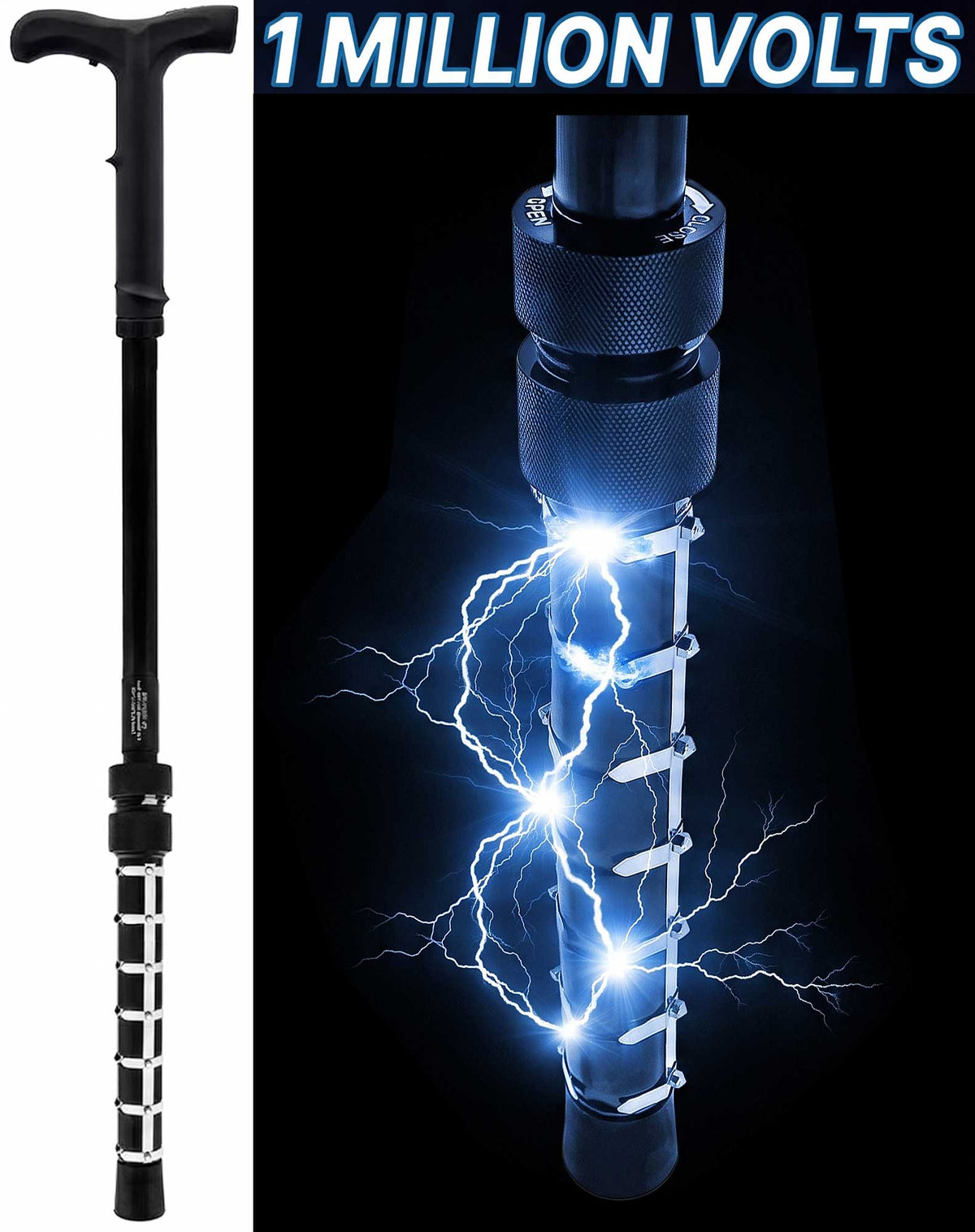 Zap Cane - Stun Gun Rechargeable Cane with LED Flashlight