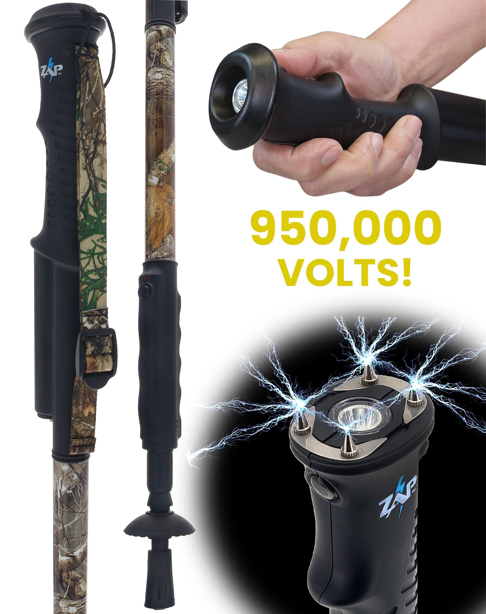 Zap Hike 'n' Strike Stun Gun with Flashlight Hiking Staff