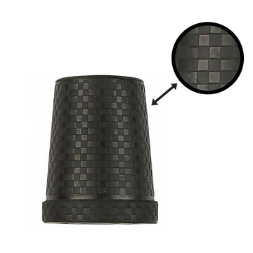 Non-marking black rubber cane tip with a carbon fiber checkered pattern