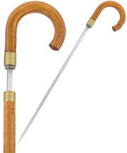 Crook Handle Wooden Sword Cane