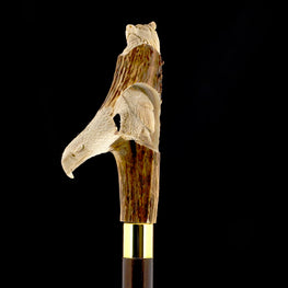 Warriors Eagle/Lion Bone Handle Walking Cane w/Custom Shaft and Collar