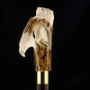Experience Custom Luxury: Warriors Eagle/Lion Bone Handle Walking Cane with Collar