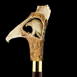 Unleash Your Strength: Warriors Eagle/Lion Bone Handle Walking Cane with Custom Shaft and Collar