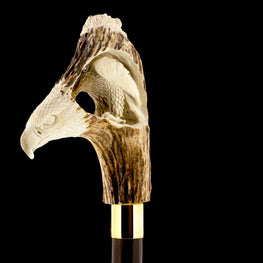 Defining Sophistication: Eagle/Lion Bone Handle Walking Cane with Custom Shaft and Collar