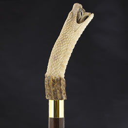 Fortified Snake Bone Handle Walking Cane w/Custom Shaft and Collar