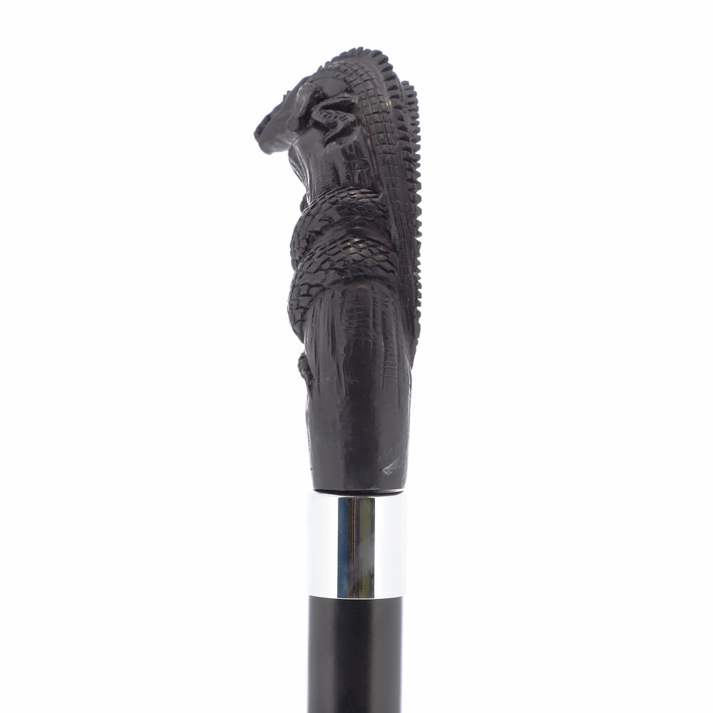Carved Lizard Dark Buffalo Horn: Collector Cane - Limited Supply