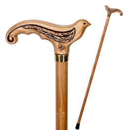 Swallow Under the Tree: Artisan Intricate Hand-Carved Cane