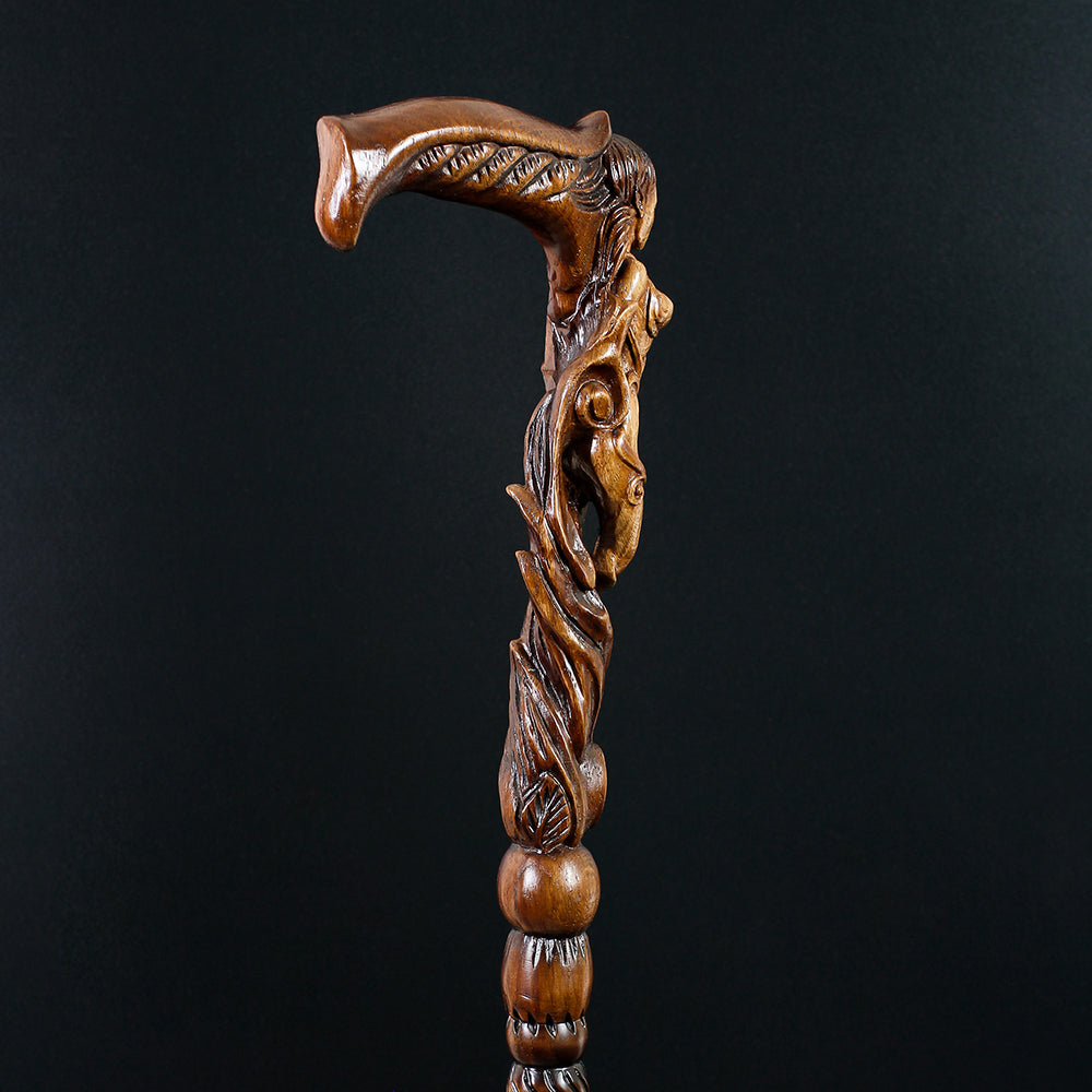 Forest fairy (dark) Artisan Intricate Detail Handcarved Cane