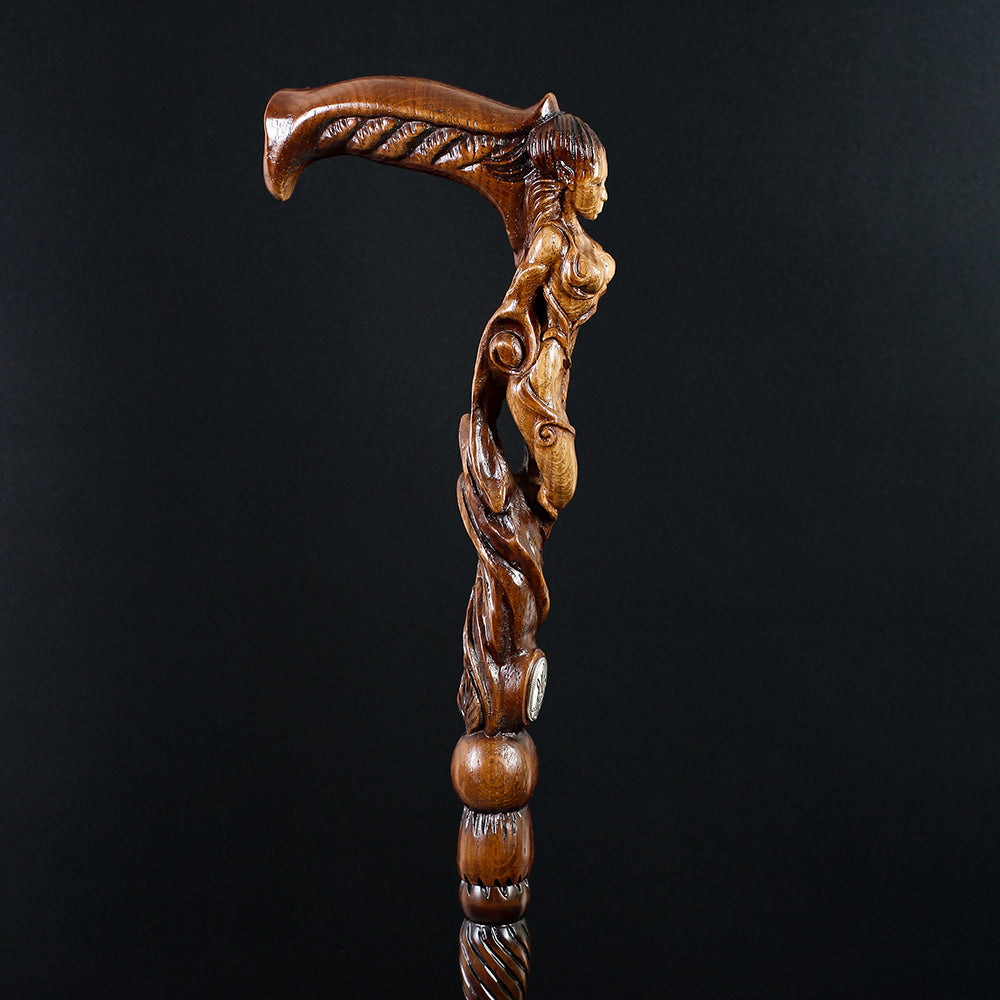 Forest fairy (dark) Artisan Intricate Detail Handcarved Cane