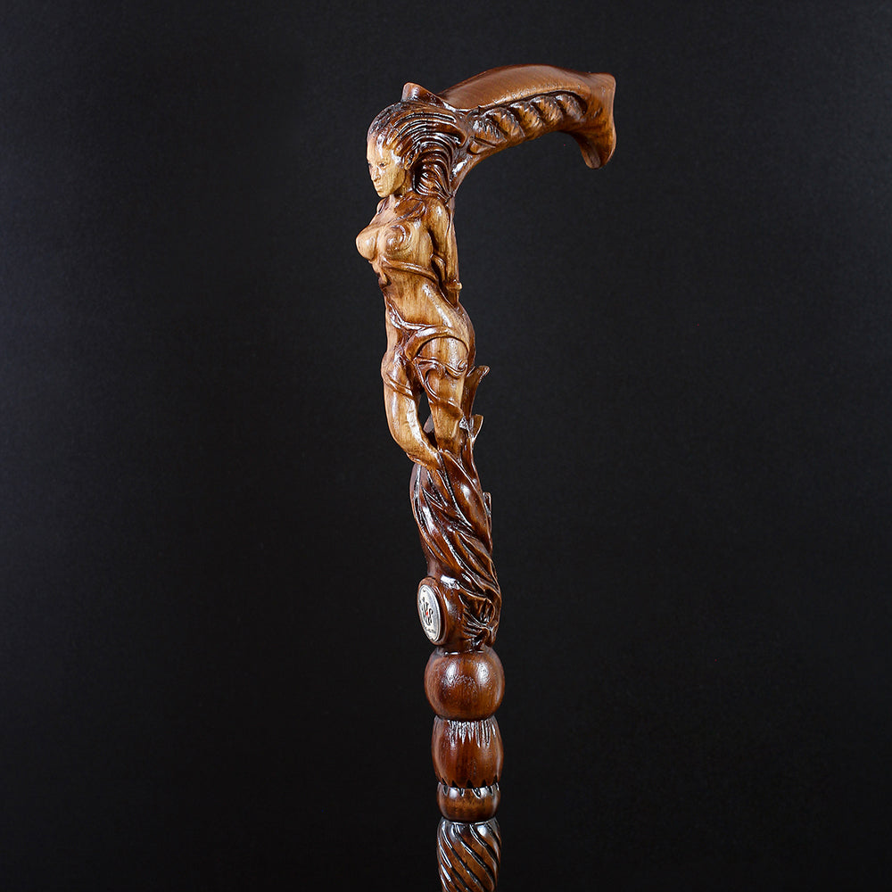 Forest fairy (dark) Artisan Intricate Detail Handcarved Cane